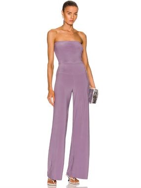 Norma Kamali Strapless Jumpsuit in Powder Purple